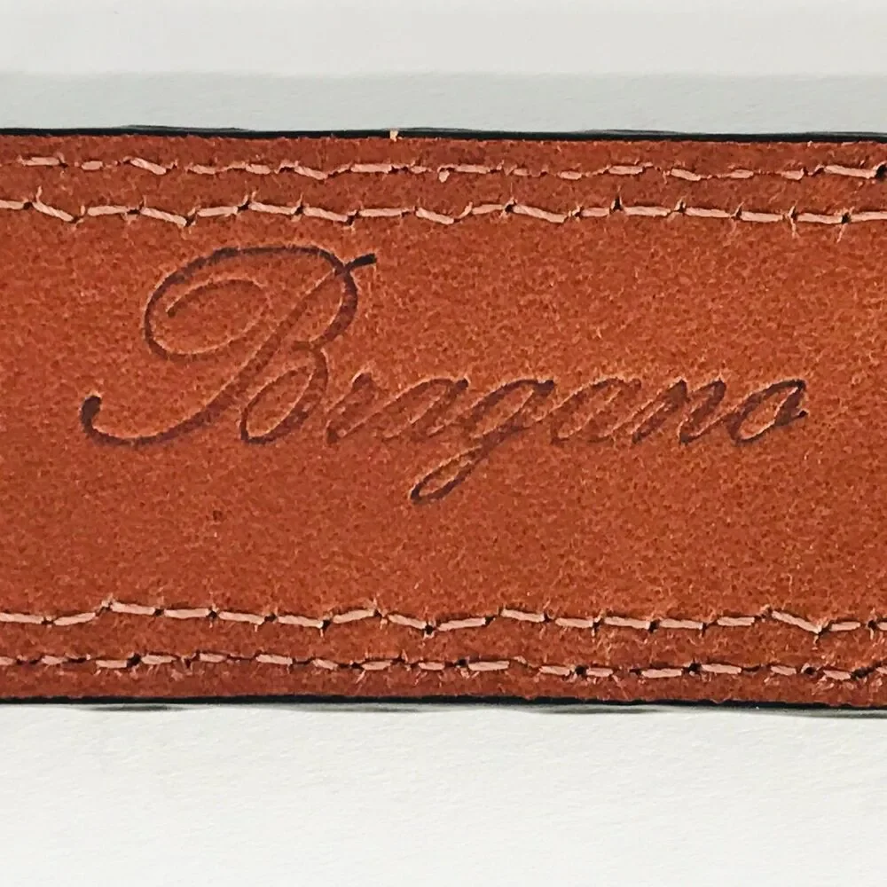 Bragano 42 Belt Brown Woven Leather Silver Buckle Classic Weave Canada Men’s